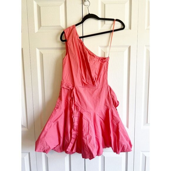 Derek Lam Collective Coral Pink One Shoulder Puff Dress Women's Size 40, US 4 - Picture 3 of 12